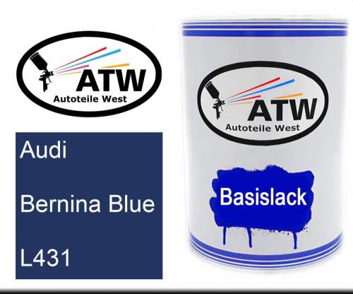 Audi, Bernina Blue, L431: 500ml Lackdose, von ATW Autoteile West.